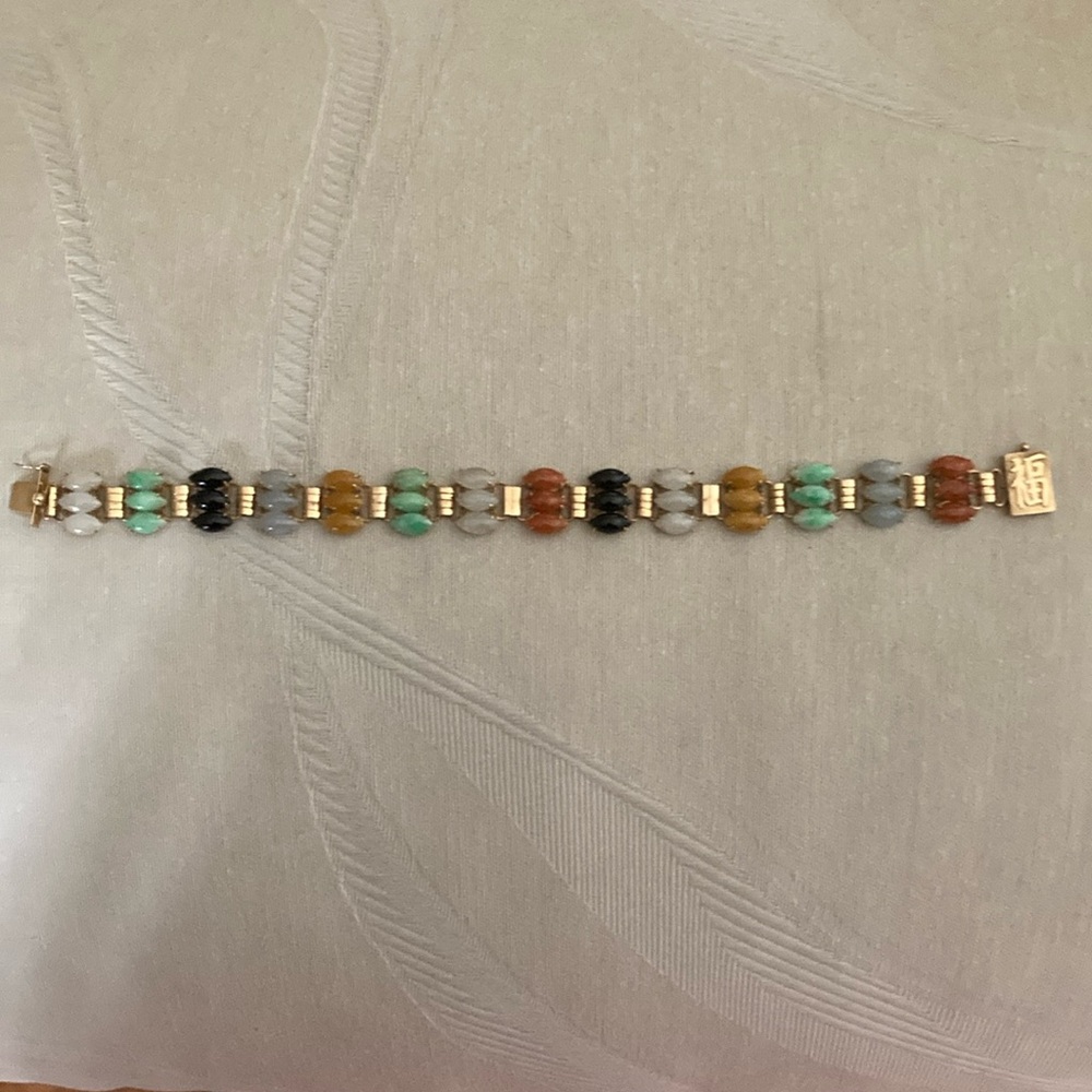 VINTAGE Gold Multicolor Gemstone Bracelet